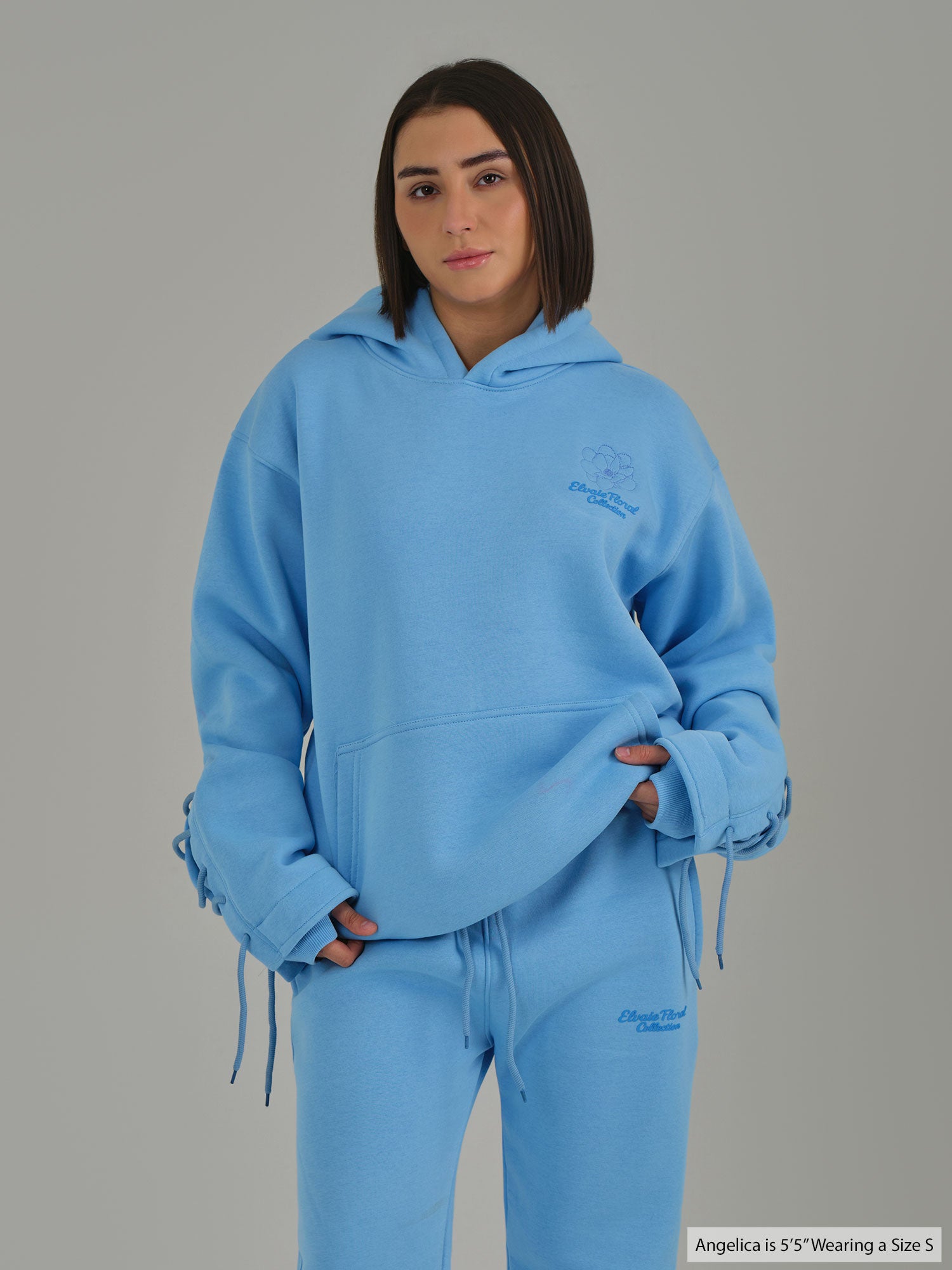 Pastel Floral Hoodie - Mellow Blue