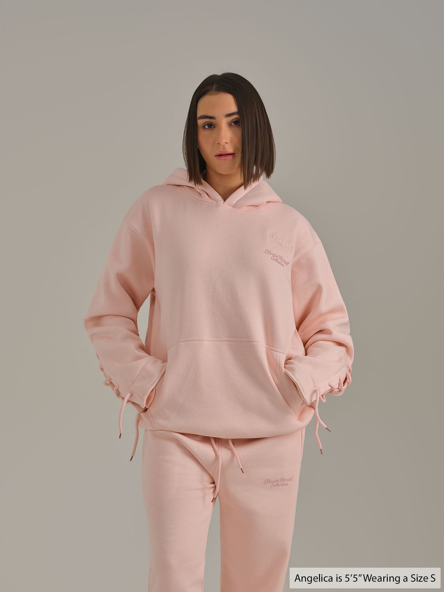 Pastel Floral Hoodie - Peach