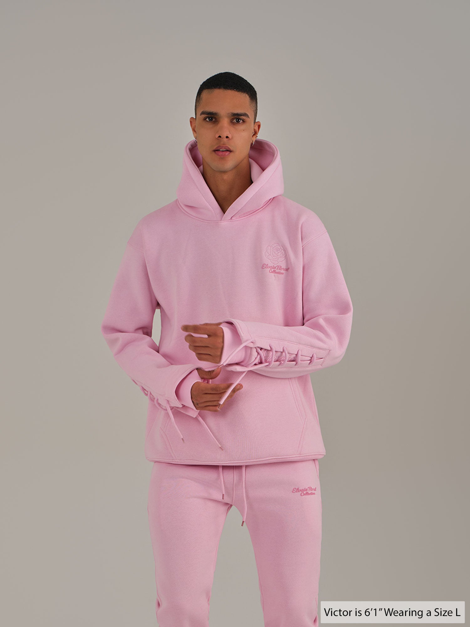 Pastel Floral Hoodie - Petal Pink